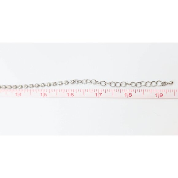 Silver Tone Three Strand Rhinestone Necklace Bridal Prom Formal Sparkle Unsigned - Picture 6 of 6